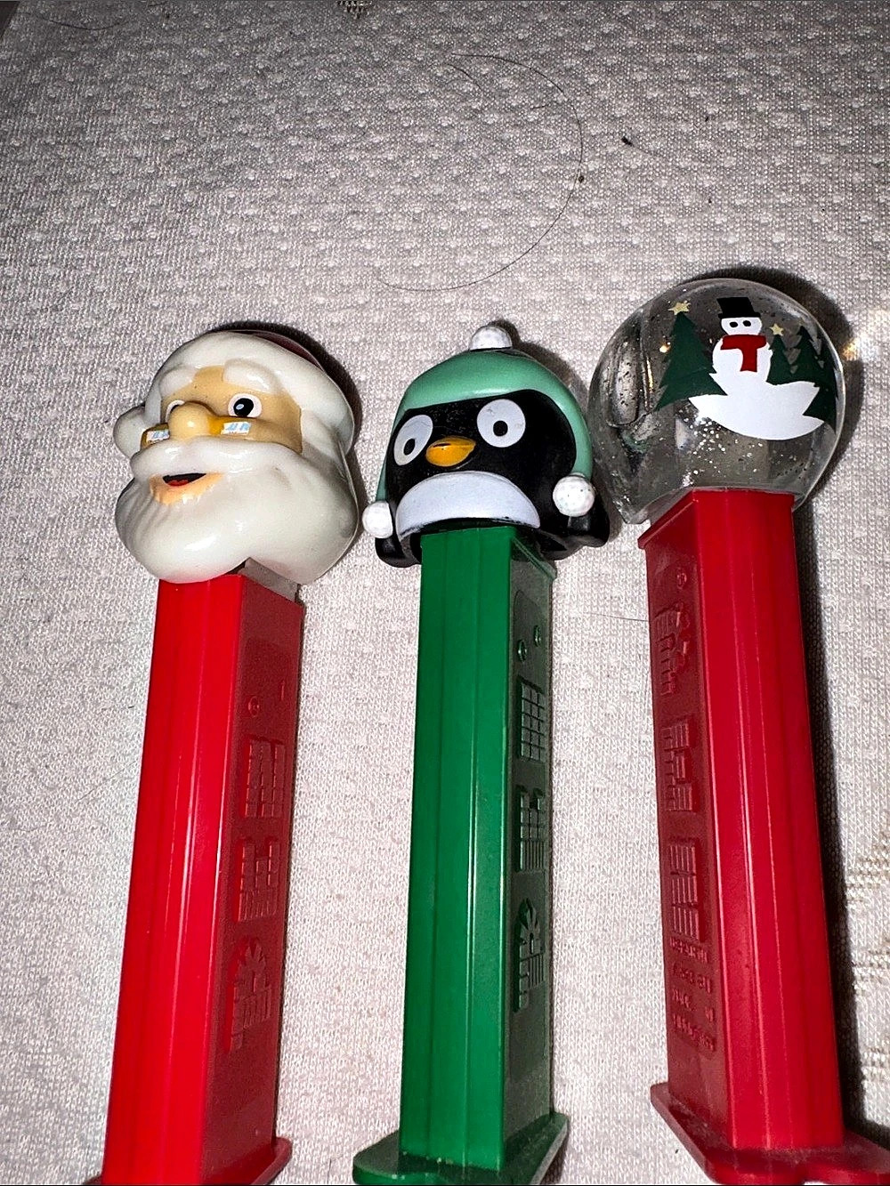 Pez Christmas Holiday Pez Dispenser Lot (Santa, Penguin, Snowman Water Globe)